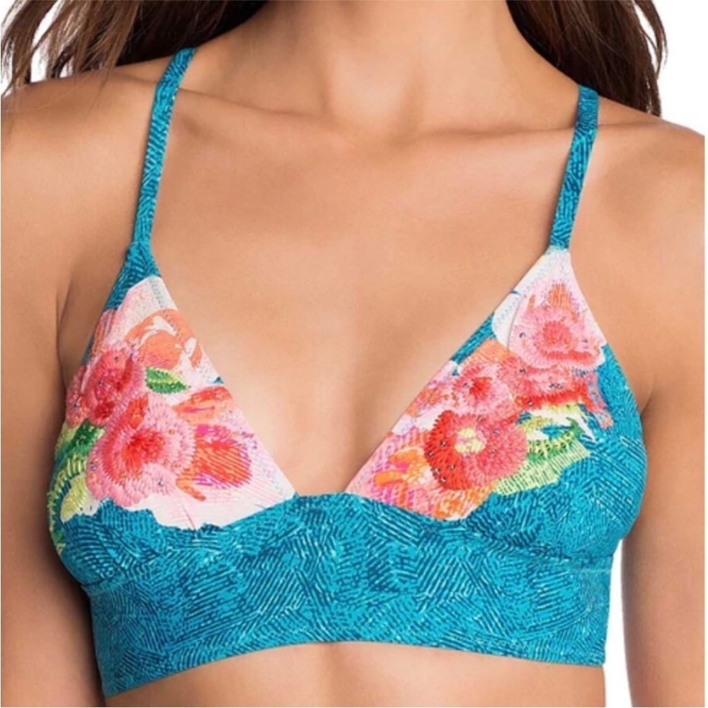 Vera Bradley bikini top embroidered floral strap medium 8-10